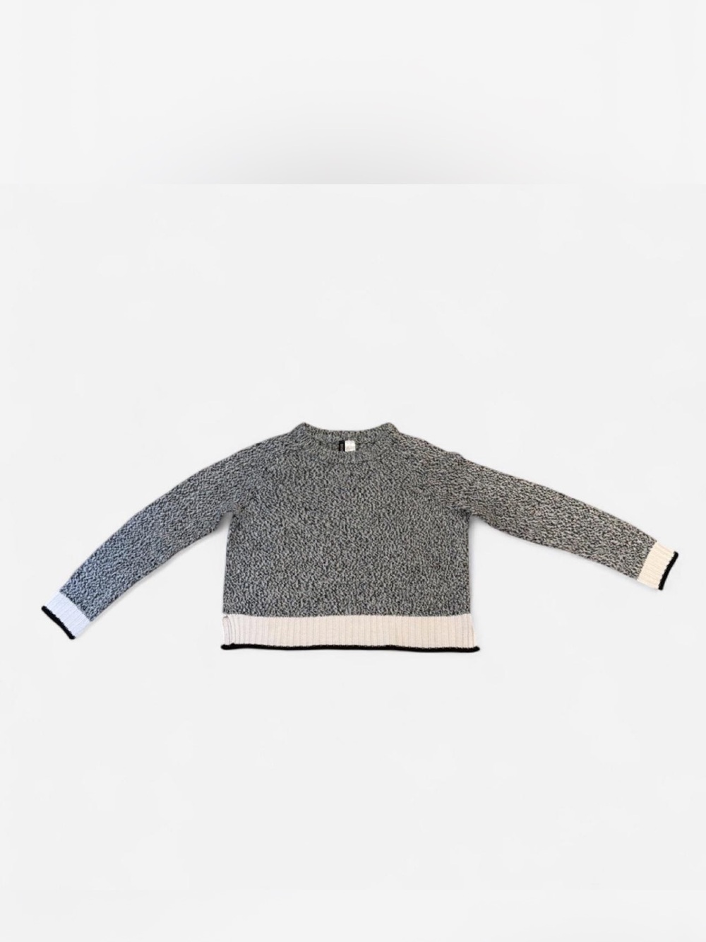 H&M Black & White Cropped Crewneck Sweater